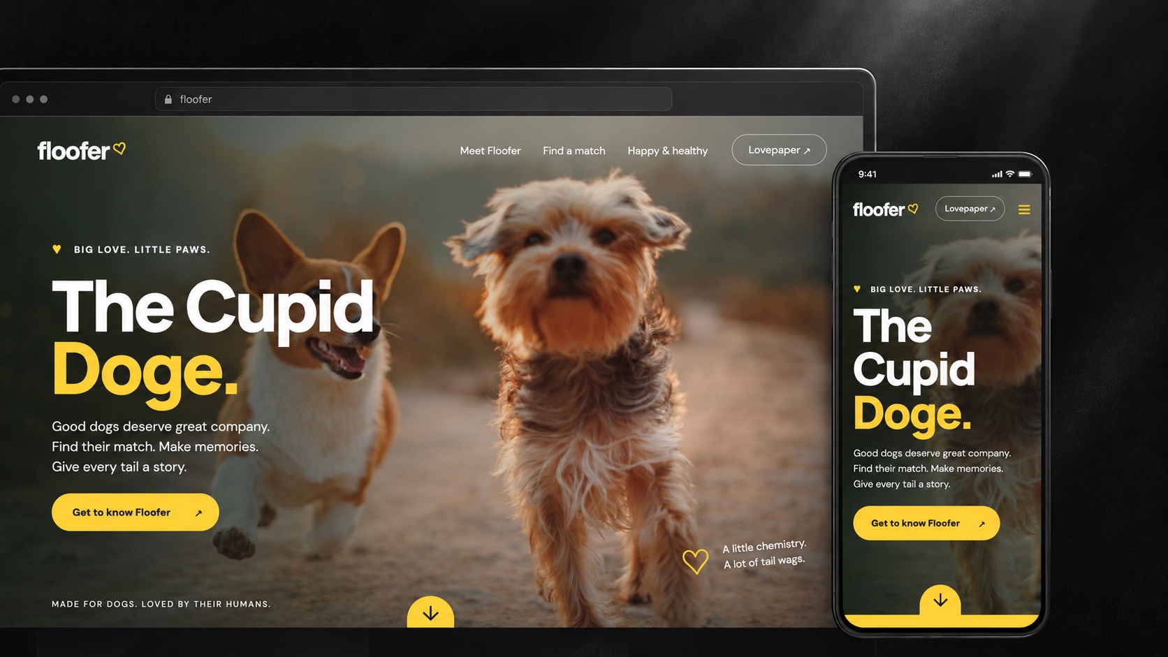 Floofer dog dating landing page