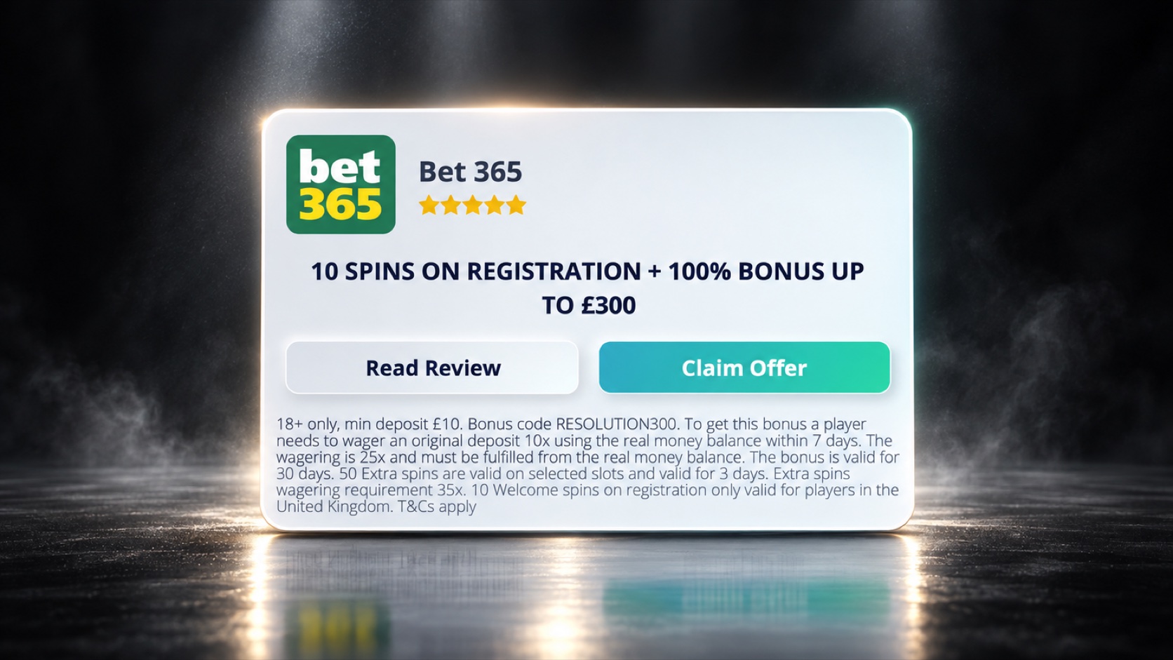 Which Gambling offer listing card