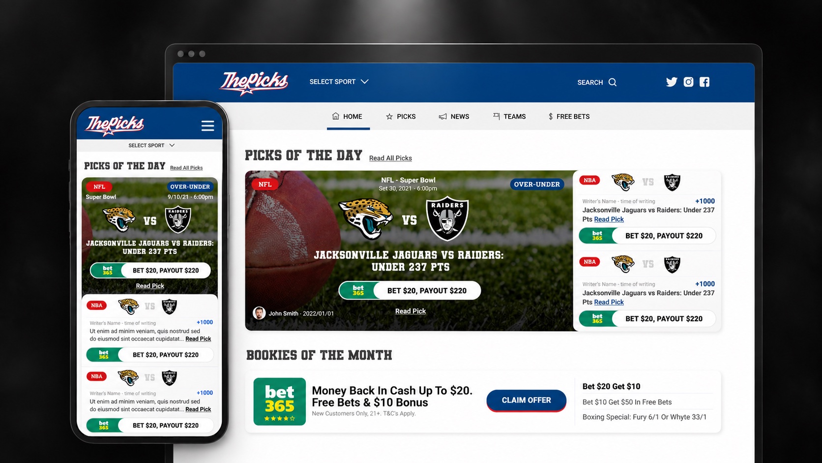 The Picks NFL betting website